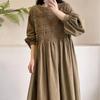 Estilo Japonés Industria Pesada Bordado Encaje Pana Vestido Estilo Bosque Dulce Vestido Baby Doll Estilo Literario Retro Otoño e Invierno Engrosamiento