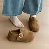 Aumentadores de altura retro nuevos sin cordones suela gruesa punta redonda versátiles para persona perezosa ante zuecos Birkenstock completamente cerrados mujer otoño invierno