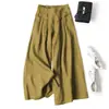 En Stock Al Por Mayor Pantalones Falda Anchos de Algodón y Lino para Mujer, Corte Holgado, Cintura Alta Semi-Elástica, Pantalones de Nueve Cuartos Adelgazantes, Productos de Exportación