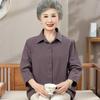 Camisas casuales de cuadros para mujeres de mediana edad y mayores, tops de manga tres cuartos, cárdigan suelto, camisas para mamá, camisas con solapa para mujer
