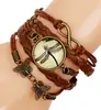 Europa y Estados Unidos pulsera multicapa de comercio exterior popular al por mayor pulsera retro pulsera de Piedra del Tiempo pulsera de PU pulsera tejida
