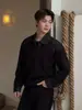 Sudadera de Manga Larga Patchwork de Mezclilla Falsa de Dos Piezas Bloque de Color para Hombre, Otoño Estiloso Diseño Manga Larga Top Camiseta Básica