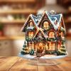 Casa de jengibre encantadora transfronteriza para decoraciones de escritorio navideñas para el hogar y la oficina con base plana 2D