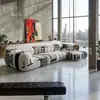 Sofá Grafite de Designer Italiano Moderno Patchwork Feito à Mão Tecido Sala de Estar Recepção Sofá de Luxo Leve Sofá Estampado