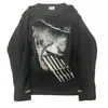 Camiseta Larga de Estilo Americano Transfronteriza Europea y Americana con Pedrería Oscura y Estampado Y2K, Atuendo de Moda Gótica High Street Ins