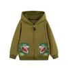 Nueva Chaqueta cárdigan con capucha para niño de otoño con patrón de bordado estampado Soporta procesamiento OEM personalizado con dibujos y muestras