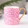 Taza de Cerámica Dorada Estilo Europeo para Café y Té, Cerámica Pintada a Mano para Pareja de Oficina, Regalo Sencillo para el Té de la Tarde