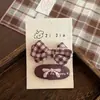 Pasador de Pelo con Lazo de Encaje Floral de Tela Coreana Diseño a Mano Cuadros Pinza BB Moda y Versátil Accesorios para el Cabello para Niños