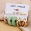 Set de Aretes de Aro con Perlas para Mujer Pendientes Geométricos Pendiente Círculo