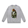 Moletom Terry com Gola Redonda Estampado de Cabeça de Macaco Marca Tendência Outono e Inverno Novo Moda Hip-Hop Unissex Ins Transfronteiriço
