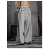 Calça casual reta com cintura elástica e vários botões para homens e mulheres, outono, cor sólida pesada, solta, perna larga, calça de moletom esportiva
