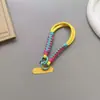 Correa de muñeca para teléfono tejida a mano creativa, llavero girly colorido estilo caramelo, accesorio portátil desmontable