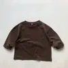 Suporte para Personalização ~ Camisetas de Algodão de Manga Longa Estilo Coreano Cor Cáqui para Meninos e Meninas, Amigáveis à Pele, Macias e Soltas Camisetas Base
