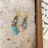 Nuevos Pendientes Asimétricos de Cuentas Turquesas Estilo Chino Pendientes Elegantes de Diseño Nicho Estilo Étnico Tibetano Retro