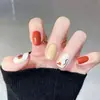 Uñas Almendradas Portátiles, Uñas Largas Estilo Europeo y Americano, Estilo Dulce y Fresco, Arte de Uñas con Pedrería Estrella Cruzada Blanco y Negro, Puntas de Uñas Postizas, Pegatinas para Uñas