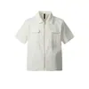 Hip-hop Sencilla Casual Textura Solapa Camisa Manga Corta Hombre corte limpio Color Sólido Camisa Corta Verano Tendencia