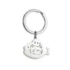 Llavero de Acero Inoxidable con Dibujo Animado Transfronterizo de Gatito Lindo con Tema de Peces, Gatito Adora Comer Peces, Colgante de Llavero de Estilo Lindo