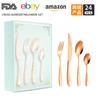 Vajilla de acero inoxidable transfronteriza de Amazon, juego de cuchillos, tenedores y cucharas de diamante estrella de 24 piezas, cuchillo para carne occidental, tenedor y cuchara para 6 personas.
