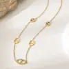 Collar transfronterizo de acero de titanio con nariz de cerdo y diamantes completos, colgante clásico de doble letra D de acero inoxidable bañado en oro de 18k, cadena de clavícula de moda