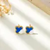 Joyería de Acero Inoxidable de Trébol de Cuatro Hojas Transfronteriza para Mujer, Pendientes Simples de Lujo Ligero, Pendientes Pequeños y Exquisitos de Acero de Titanio de 9 mm