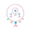 Nuevo collar de cola de pez para niños, pulsera, conjunto de joyas transfronterizas, placa, cuentas, collar de perlas, concha de perla de dibujos animados, venta al por mayor
