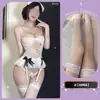 Lingerie Sexy com Tiras, Seductora para Realçar Seios Pequenos, Uniforme de Abstinência Transparente, Sem Necessidade de Remover a Virilha, Qqny