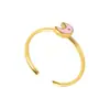 Anillo Transfronterizo de Acero de Titanio Europeo y Americano para Mujer, No se Desvanece, Versátil, Moderno, Sencillo, en Forma de Corazón, Anillo Ajustable, Anillo Chapado en Oro de 18K