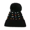 Chapéu de Lã Peludo de Inverno, Pom Pom Fofo, Chapéu de Tricô Quente e Espesso à Prova de Frio para Meninas, Chapéu de Esqui Atacado