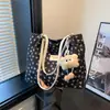 Bolsa Balde Doce Bolsa Feminina 2025 Nova Bolsa de Ombro com Laço de Verão Literária Casual Bolsa Tote Portátil