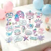 Novas decorações de banner de festa de aniversário com tema de sereia, painel de fundo para aniversário infantil, guirlanda e suprimentos de decoração