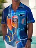 Camisa Hawaiana de Line Art Casual Estampada en 3D para Hombre, Línea de Lino Ligero Maduro, Fabricante Transfronterizo