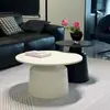Conjunto de Mesa de Centro para Sala de Estar Estilo Creme Branco Celebridade da Internet Estilo Moderno Minimalista Apartamento Pequeno Mesa Lateral Redonda Mesa de Centro Pequena