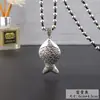 Explosiones en Vivo Estilo Étnico Corre en el Tiempo Cadena de Lana de Flor Collar Largo Plata de Xizang Candado de Larga Vida Colgante de la Riqueza del Cuarteto