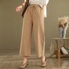 Foto Real de Primavera y Verano 2025 Nuevos Pantalones Casuales de Cupro Reductores de Edad de Pierna Ancha Pantalones Nueve Puntos Pantalones de Mamá Pantalones de Mujer