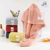 Atacado de fábrica touca europeia de flor seca para cabelo espessa dupla de coral fleece touca seca para cabelo toalha de secar cabelo turbante absorvente