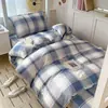 Chegada Quente NovaConjunto de três peças para dormitório estilo INS, super macio, 100% algodão, com estampas frescas, capa de edredom e roupa de cama 100% algodão