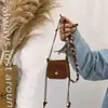 Bolso Mini Silla de Gamuza de Alta Gama, Bolso Pequeño con Pañuelo de Seda y Cuentas, Bolso Cruzado, Bolsita para Auriculares, Bolsita de Cuello de Nicho, Bolso Pequeño para Accesorios
