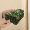 Nuevo posavasos de té chino tela de brocado jacquard posavasos aislante cuero de doble cara bandeja de té juego de té accesorios para ceremonia del té
