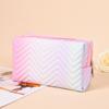 Bolsa de Maquiagem Tridimensional Degradê em Couro PU Bolsa de Higiene Pessoal Portátil Armazenamento de Produtos de Skincare Bolsa de Armazenamento de Maquiagem Cosméticos Bloqueio de Cor