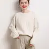 Estilo Nuevo Otoño e Invierno Lujo Ligero Cuello Redondo de Moda Talla Grande Jersey de Punto Trenzado Suéter de Cachemira Holgado y Casual