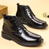 Botas de Cuero para Hombre de Caña Alta Estilo Martin Invierno Cálidas Transpirables con Cordones Suela Gruesa Calzado de Cuero de Caña Media Casual de Negocios Botas de Cuero para Hombre