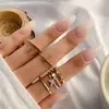 Europa y Estados Unidos anillo abierto de estrella y luna con diamantes conjunto de anillos de dedo anillo simple liso anillo de moda de nicho