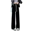 Pantalones de pana de pierna ancha para mujer 2026 Primavera, Otoño e Invierno Nuevo estilo coreano Adelgazantes Caída Sueltos Terciopelo de algodón europeo Modernos Pantalones Casuales