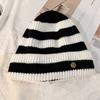 Gorro de lana a rayas para mujer, otoño e invierno, cabeza grande, cálido, de punto, para hombre, para exteriores, resistente al frío, talla grande, para calle.