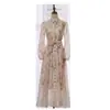 Elegante y con Estilo Vestido de Moda para Mujer con Estampado de Diamantes Florales, Falda de Dobladillo Amplio, Cuello Alto de Verano, Ceñido a la Cintura, Vestido Estampado Adelgazante