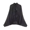 Camisa de Lunares con Lazo Estilo Europeo y Americano Transfronterizo 2025 Nueva Moda 5289161 + Falda Larga de Lunares 5289043
