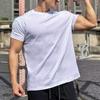 Moda de Verano Resistente Retro Básico Corte Limpio Cuello Redondo Casual Versátil para Hombre Holgado Transpirable Color Sólido Manga Corta Top