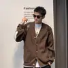 Chaqueta cárdigan de punto para hombre, suéter estilo japonés de cuello en V para otoño e invierno, ropa de hombre nuevo modelo 2026, top casual holgado
