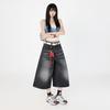 2025 Novo Jeans Casual Retrô, Solto, Calças Midi de Perna Larga, Versátil e com Bom Caimento, Calças Cropped Largas para Mulheres