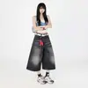 2025 Novo Jeans Casual Retrô, Solto, Calças Midi de Perna Larga, Versátil e com Bom Caimento, Calças Cropped Largas para Mulheres